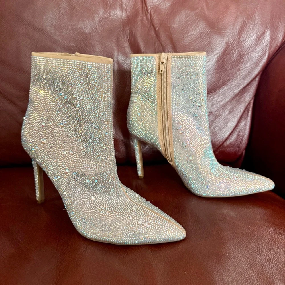 INC International Concepts Sparkling Rhinestone Heeled Boots - Picture 4 of 13